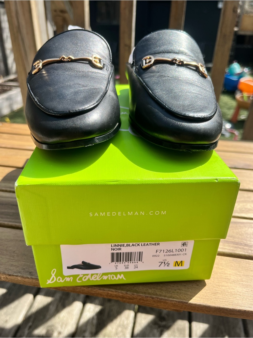 Sam Edelman Linnie loafer black leather mules. 7.5